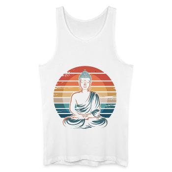 Buddha Sunset Retro - Männer Bio Tank Top - Weiß - Vorne