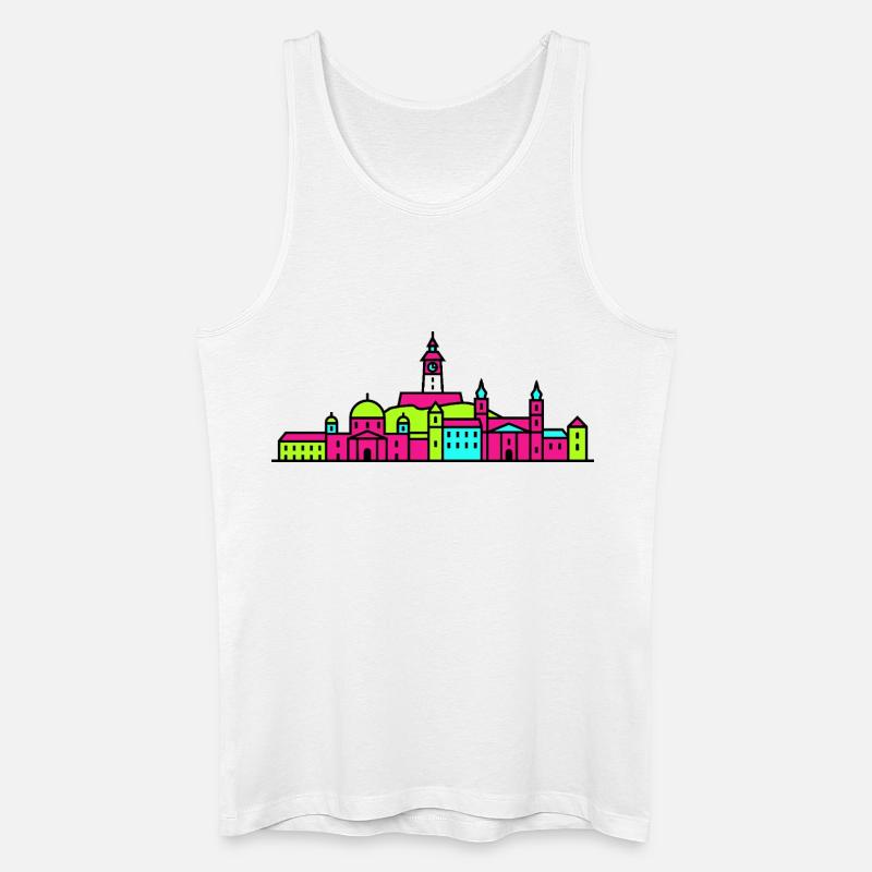 Grazer Stadtskyline Uhrturm Moderne Linienkunst - Männer Bio Tank Top - Weiß