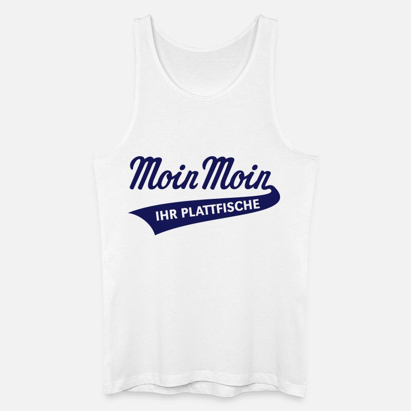 Moin Moin – Ihr Plattfische (Plattdeutsch / Navy) - Männer Bio Tank Top - Weiß