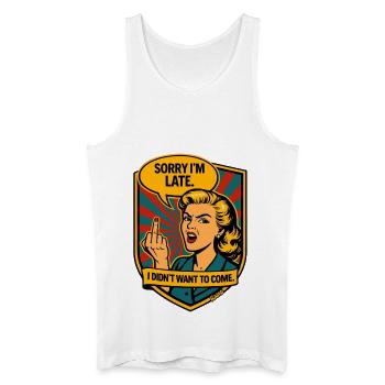 Sorry, Delayed – Retro Provocation - Men’s Organic Tank Top - white - Front
