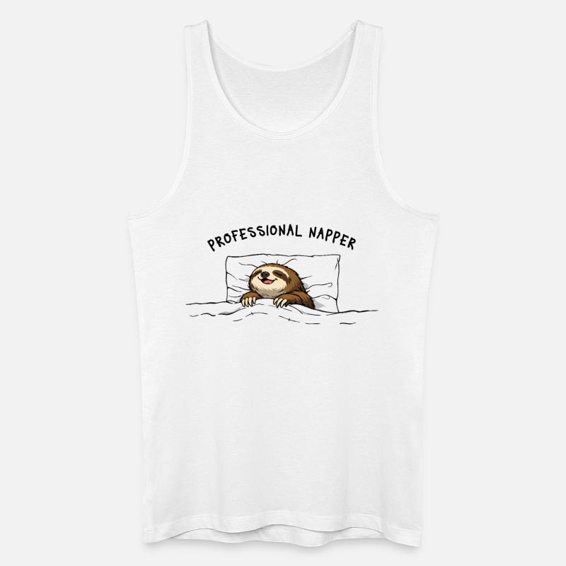 Professional Napper – Süßes Schlafshirt Faultier - Männer Bio Tank Top - Weiß