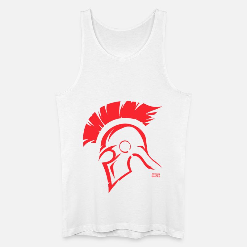 Roter Sparta Helm Silhouette - Männer Bio Tank Top - Weiß