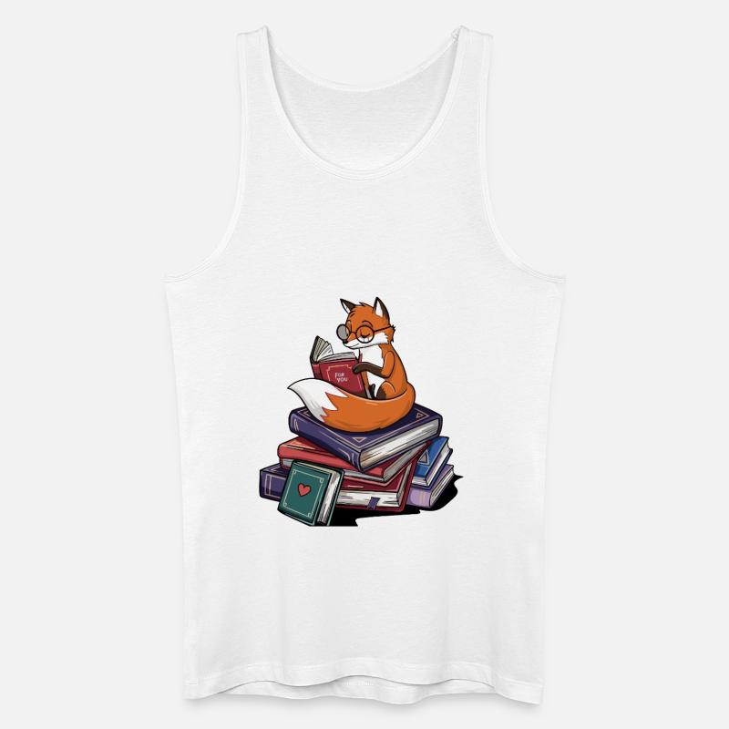 Bücherwurm-Fuchs-Tierlese-Bücher Kunst - Männer Bio Tank Top - Weiß