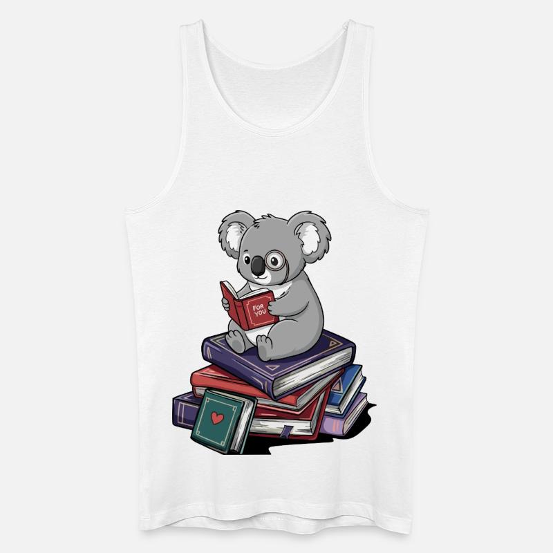 Bücherwurm, Koalabär, Lesebücher Kunst - Männer Bio Tank Top - Weiß