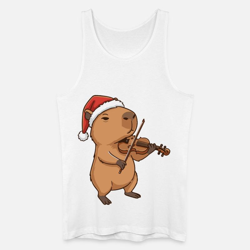 Weihnachten Capybara-Tier spielt Geige - Männer Bio Tank Top - Weiß