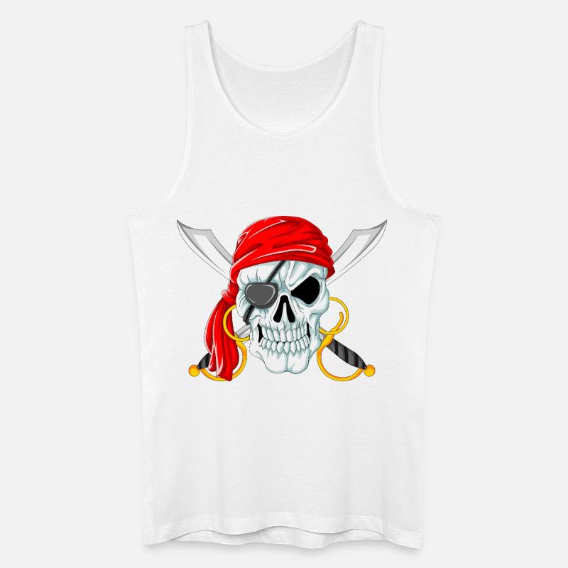 Piratenschädel mit Schwertern Jolly Roger Design - Männer Bio Tank Top - Weiß