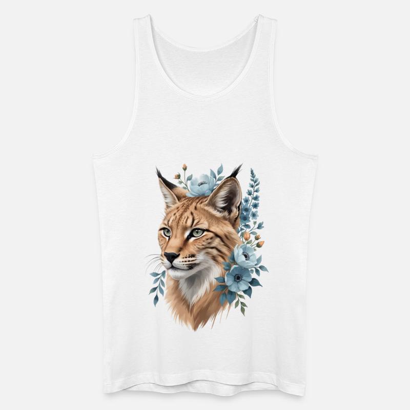 Wildcat in blu ghirlanda floreale - Canotta ecologica da uomo - bianco