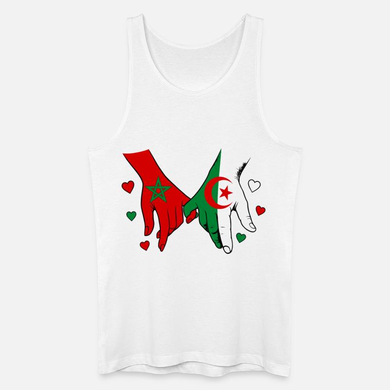 Marokko Algerien Flaggen Händehalten - Männer Bio Tank Top - Weiß