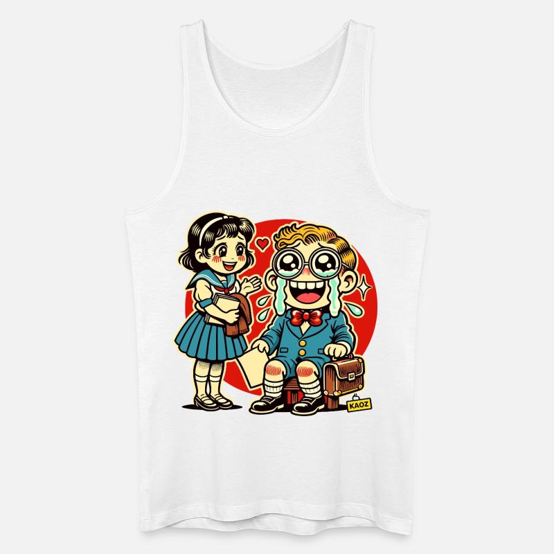 Retro Schulkinder mit Herz Hintergrund - Männer Bio Tank Top - Weiß