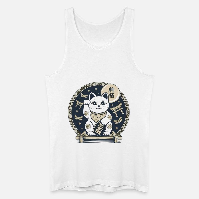 Maneki Neko Nachtmedaillon - Männer Bio Tank Top - Weiß