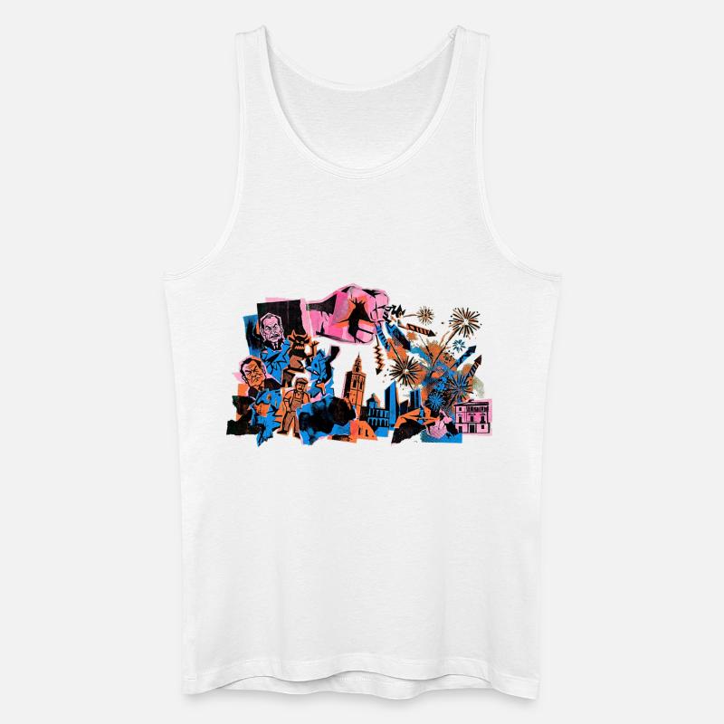 Fallas De Valencia Fireworks Risograph - Men’s Organic Tank Top - white