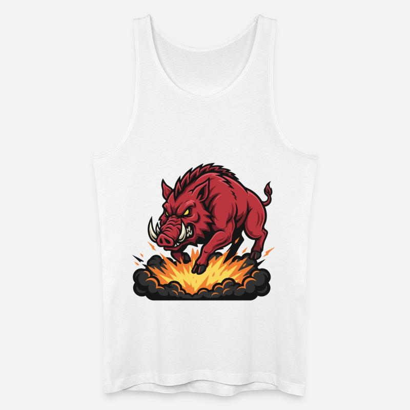 Red Boar Fire Blast Maskottchen Wildschwein - Männer Bio Tank Top - Weiß