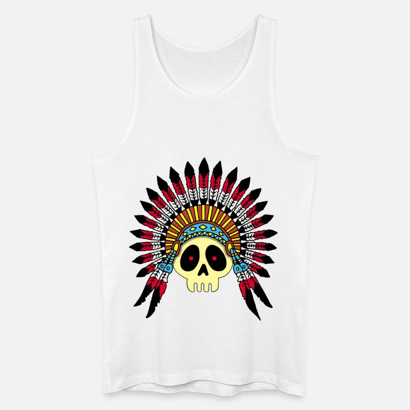 Indian Chief Skull (Farbe) - Männer Bio Tank Top - Weiß