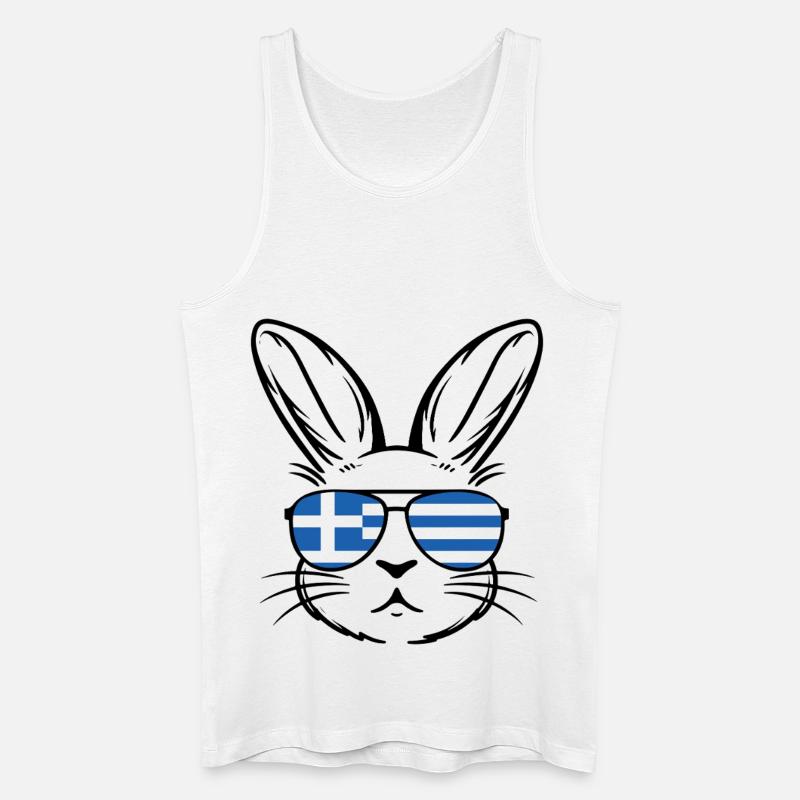 Greek Easter Greek Flag Easter Bunny - Men’s Organic Tank Top - white
