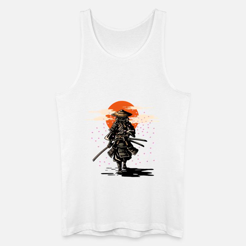 Samurai Sun und Sakura - Männer Bio Tank Top - Weiß