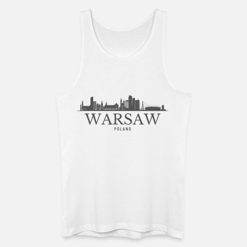 Varsovie, Pologne, silhouette de Varsovie - Débardeur bio Homme - blanc