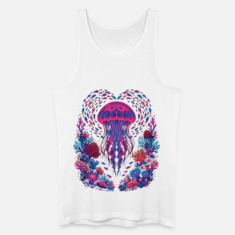 Retro Quallen-Ästhetischer Ozean - Männer Bio Tank Top - Weiß