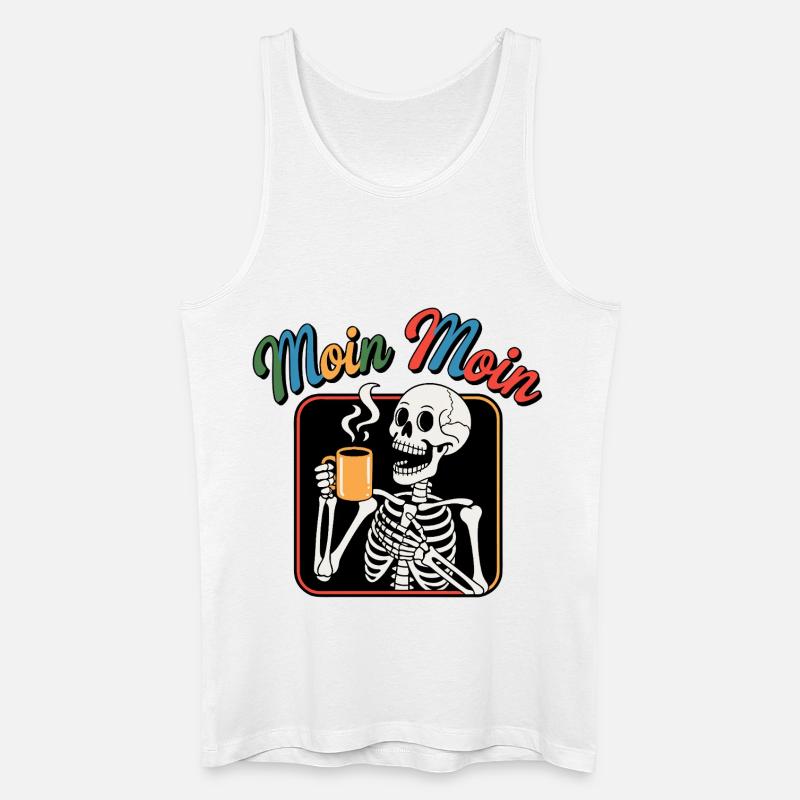 Moin Moin Skelettt Kaffee - Männer Bio Tank Top - Weiß