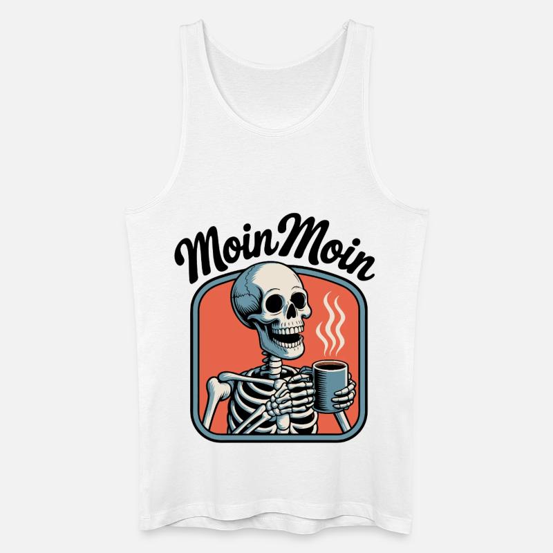 Moin Moin Kaffeetrinkendes Skelett - Männer Bio Tank Top - Weiß