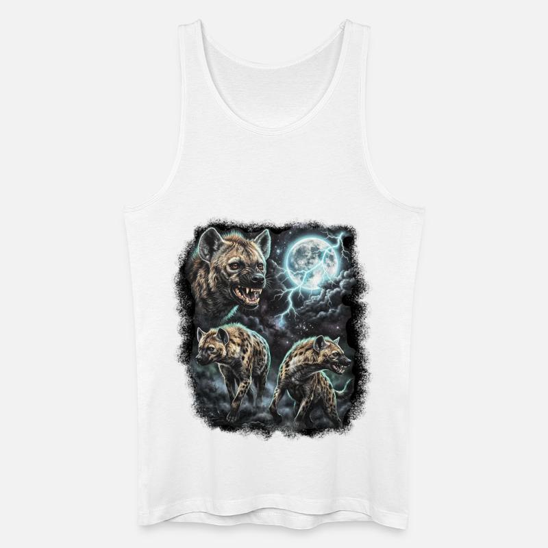DREI Wilde Hyäne mit Mond Wildlife-Designs - Männer Bio Tank Top - Weiß