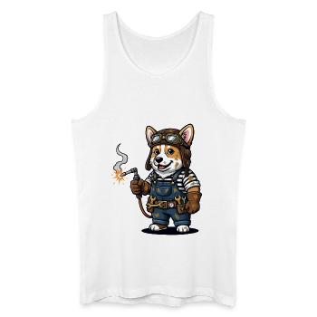 Corgi Soudeur Steampunk Mécanicien Industriel - Débardeur bio Homme - blanc - Devant