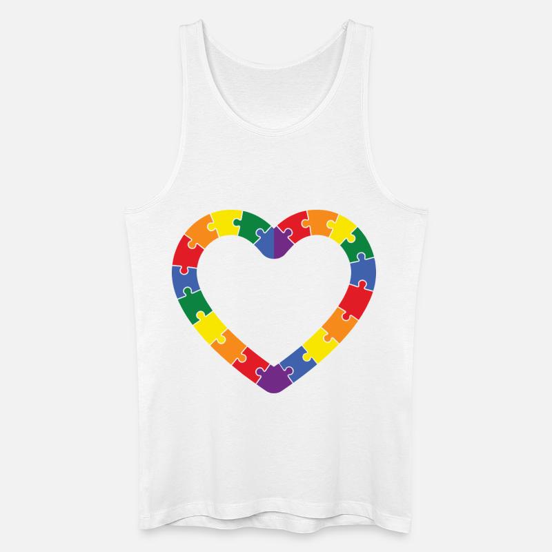 Autismus Puzzle Herz Design - Männer Bio Tank Top - Weiß