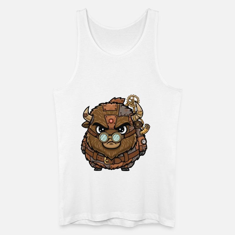 Bison Steampunk Cyborg Rüstungsräder - Männer Bio Tank Top - Weiß