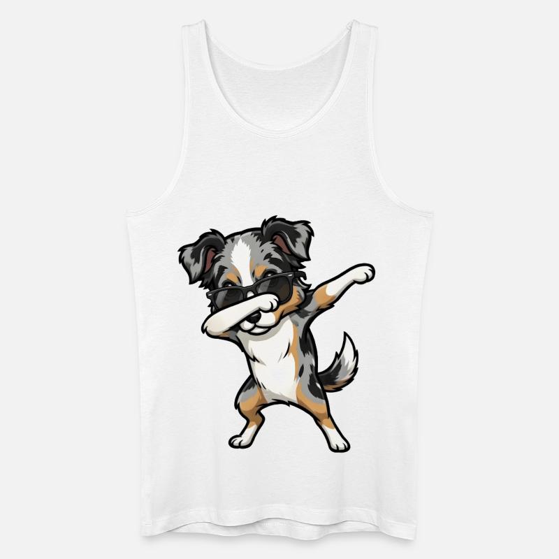 Dabbing Australian Shepherd - Männer Bio Tank Top - Weiß