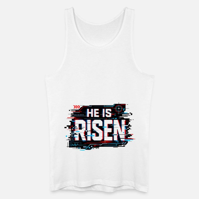 Glitch Easter: He is Risen - Men’s Organic Tank Top - white