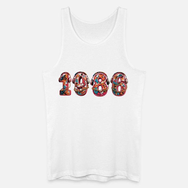 Årgang 1986 - Økologisk tanktop til mænd - hvid