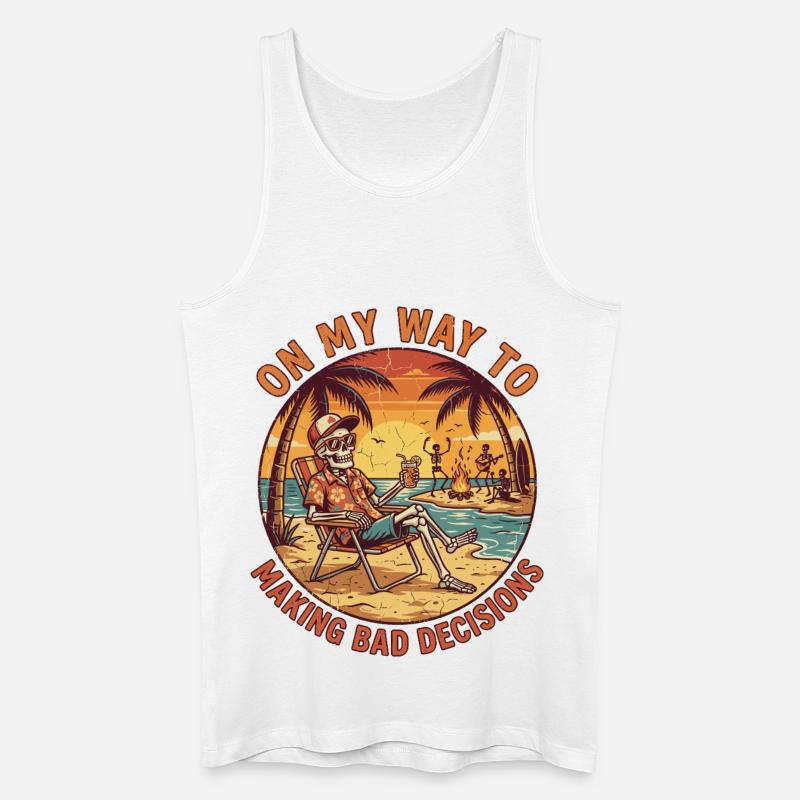 Skelett Strand Retro Humor - Männer Bio Tank Top - Weiß