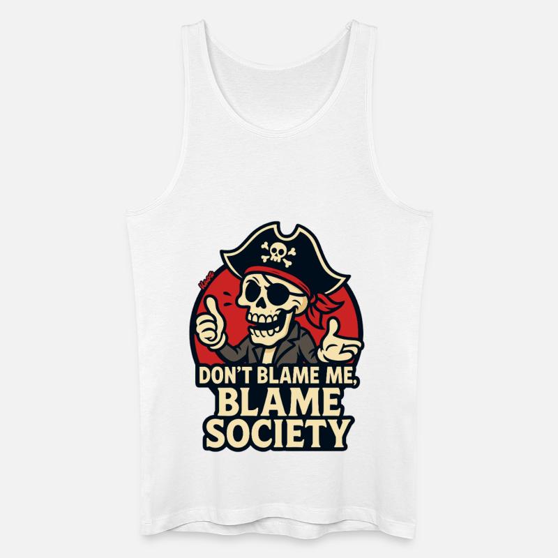 Tee Satire du Crâne de Pirate - Débardeur bio Homme - blanc