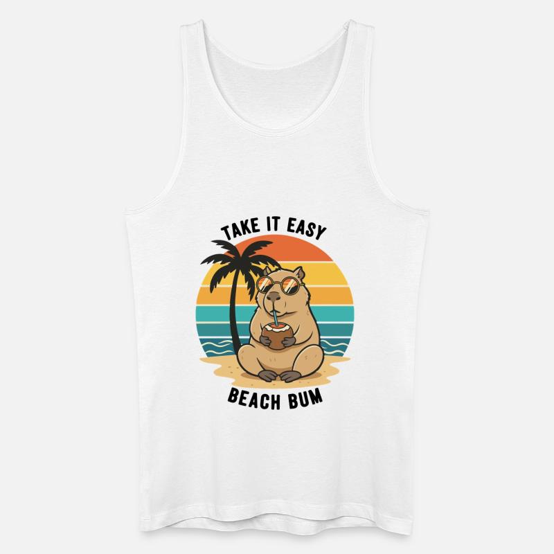 Capybara Beach Bum, ganz ruhig - Männer Bio Tank Top - Weiß