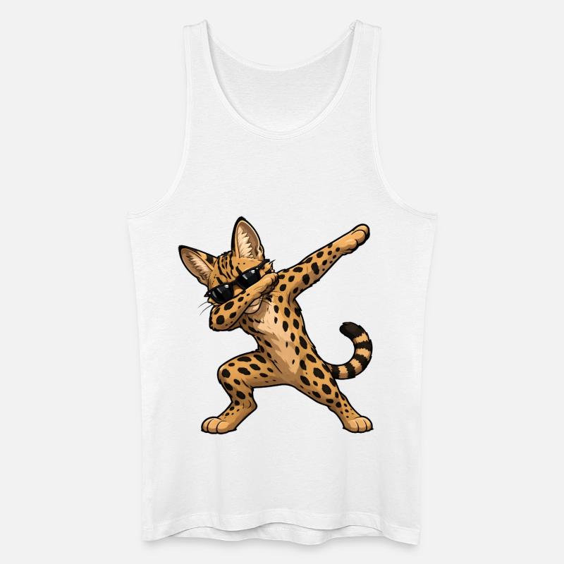 Dabbing Savannah Katze - Männer Bio Tank Top - Weiß