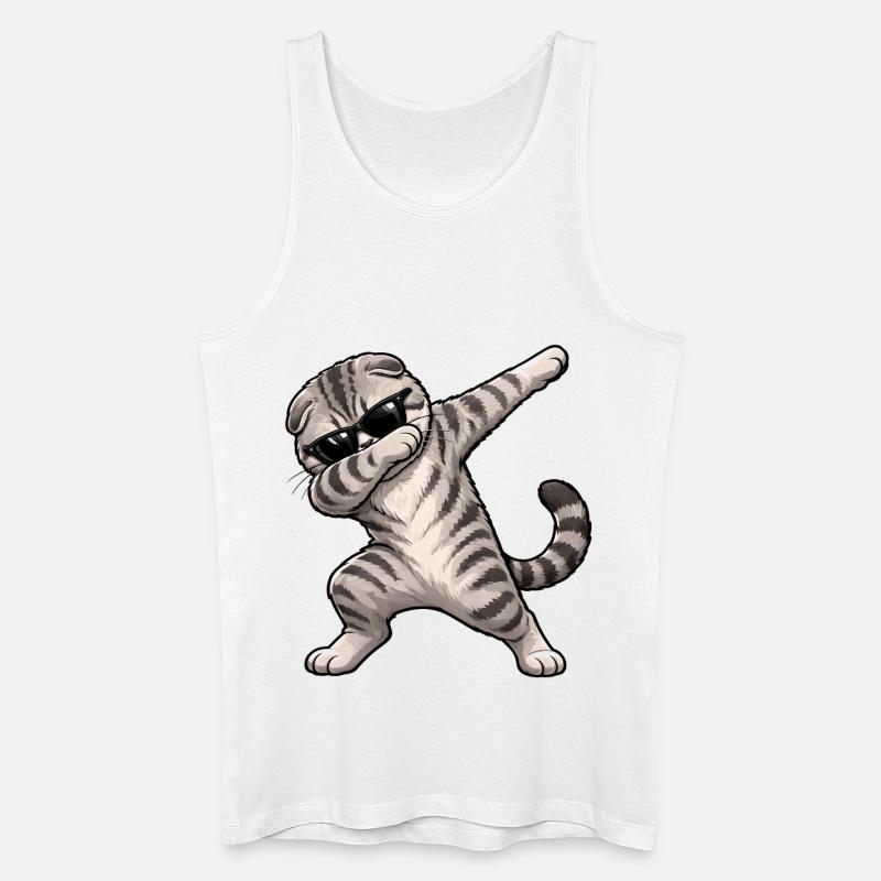 Dabbing Scottish Fold - Männer Bio Tank Top - Weiß