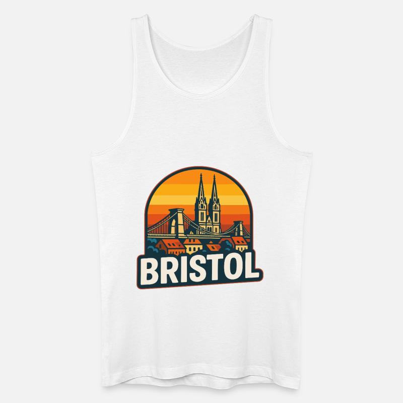 Bristol Retro Sunset Hängebrücken-Design - Männer Bio Tank Top - Weiß