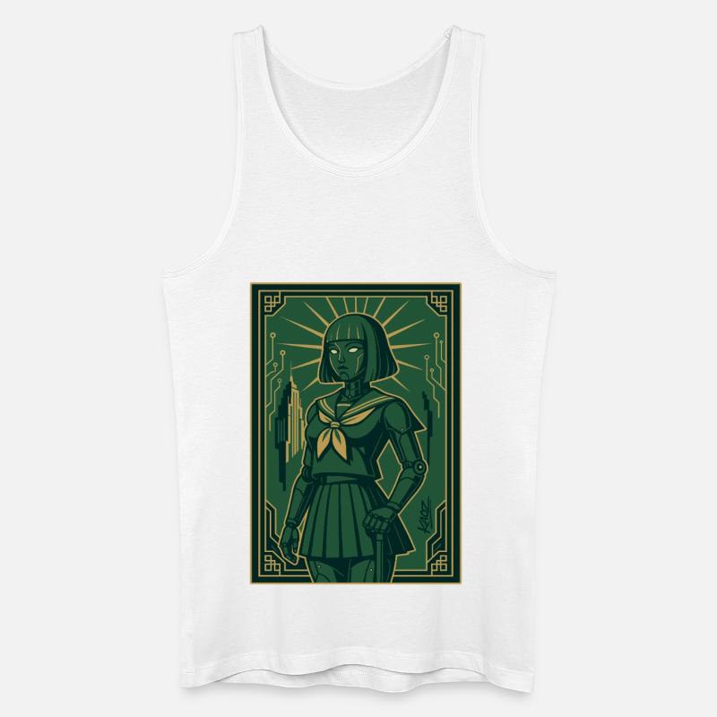 Cyber Deco Android Green Sentinel - Débardeur bio Homme - blanc