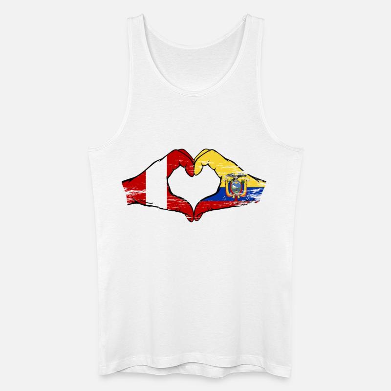 Peru Ecuador Flaggen Herz used - Männer Bio Tank Top - Weiß