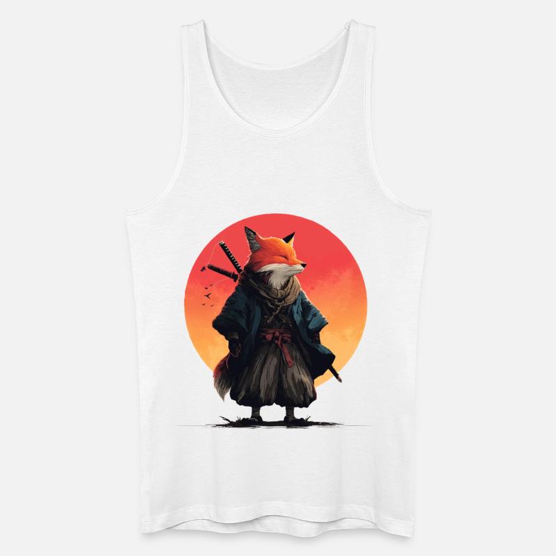 Fuchs-Samurai bei Sonnenuntergang - Männer Bio Tank Top - Weiß
