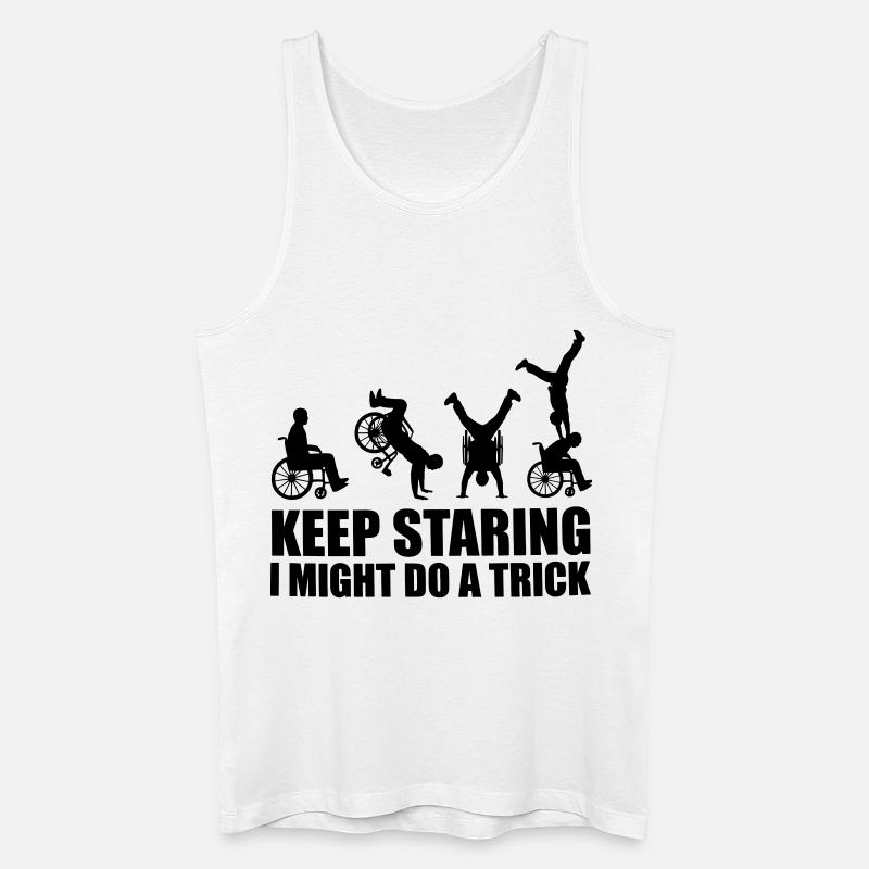 Behalte diesen Rollstuhlfahrer im Auge # - Männer Bio Tank Top - Weiß