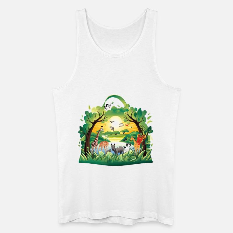 Tierparadies im Dschungelkreis - Männer Bio Tank Top - Weiß