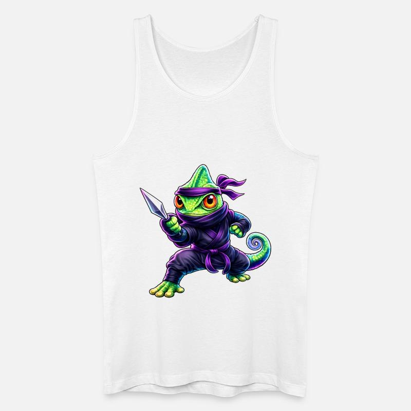Neon-Chamäleon Ninja Cyberpunk-Tier - Männer Bio Tank Top - Weiß