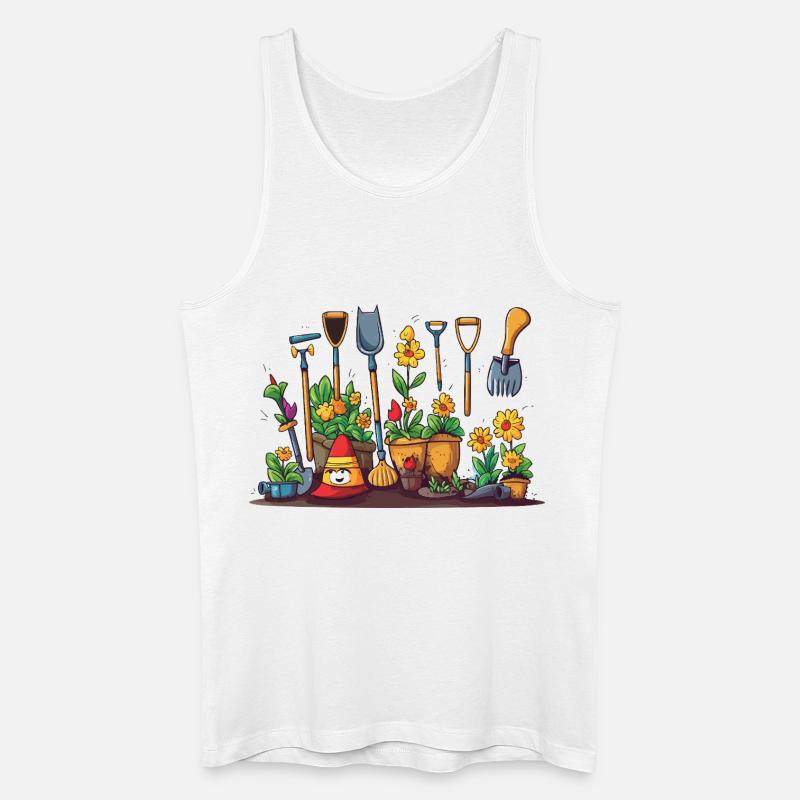 Gartenwerkzeug Blüten Szene - Männer Bio Tank Top - Weiß