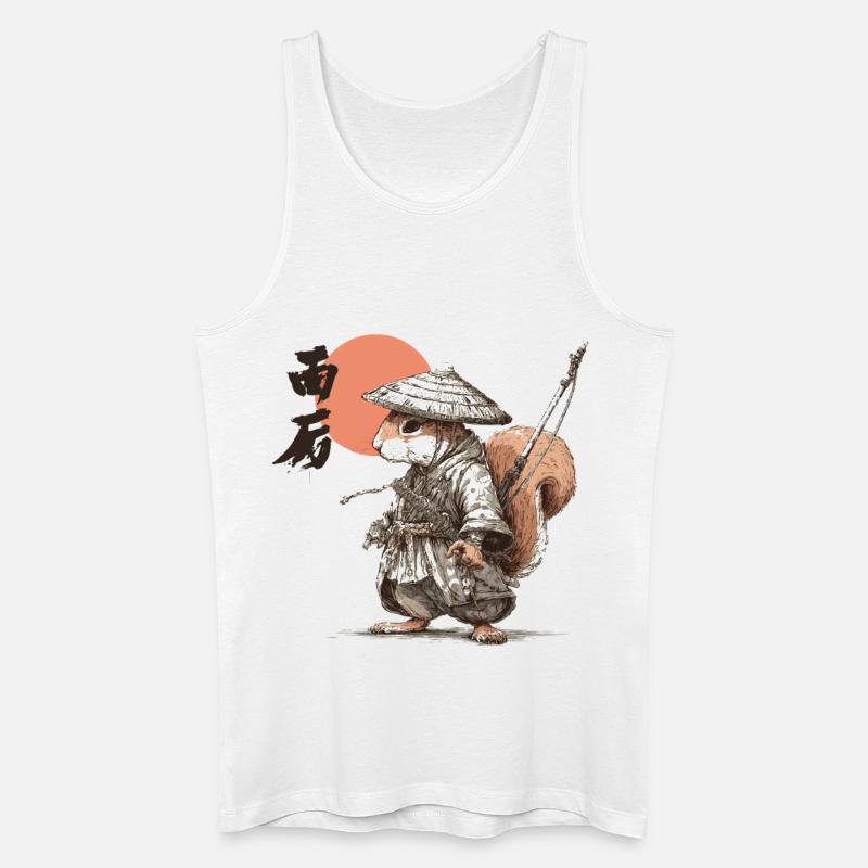 Samurai-Eichhörnchen unter roter Sonne - Männer Bio Tank Top - Weiß