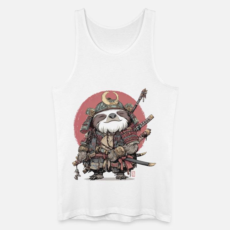 Faultier-Samurai-Rüstung - Männer Bio Tank Top - Weiß