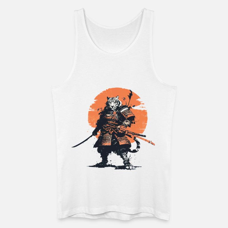 Tiger-Samurai in Ember Moon - Männer Bio Tank Top - Weiß