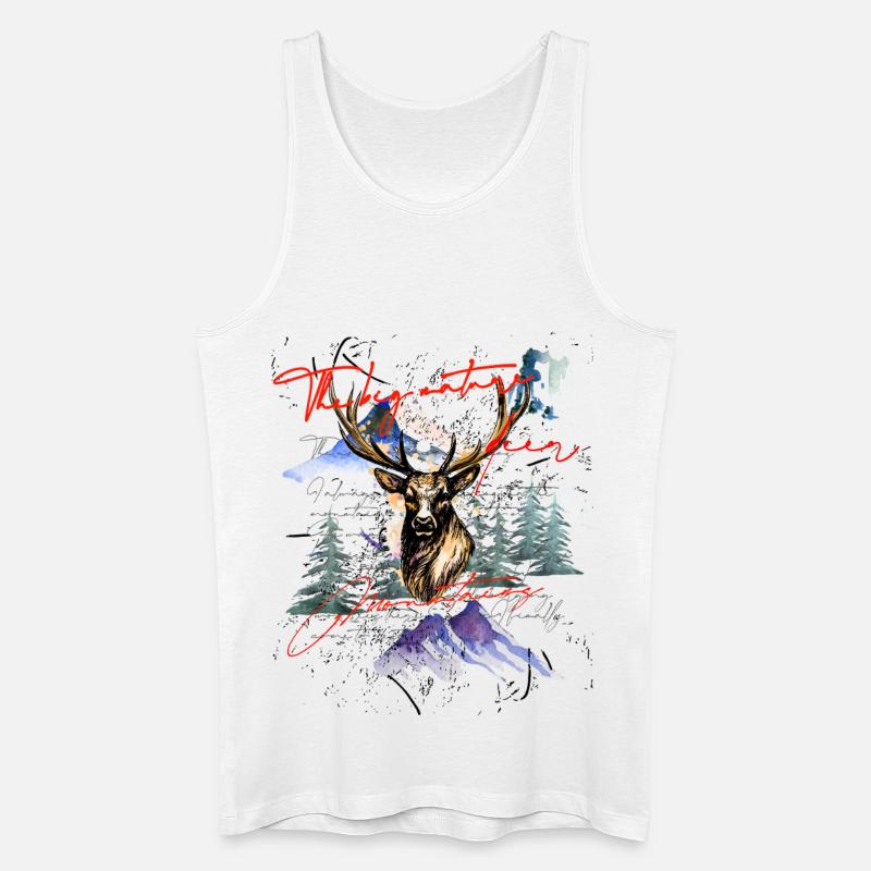 Hirsch Geweih Berge - Männer Bio Tank Top - Weiß