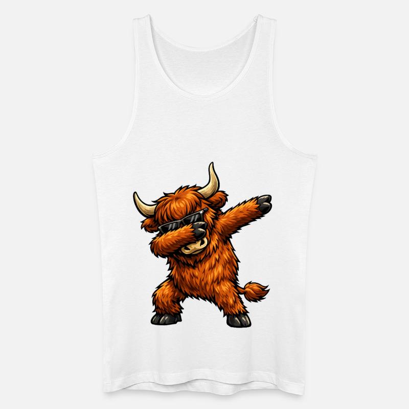 Dabbing Highland Cattle - Männer Bio Tank Top - Weiß