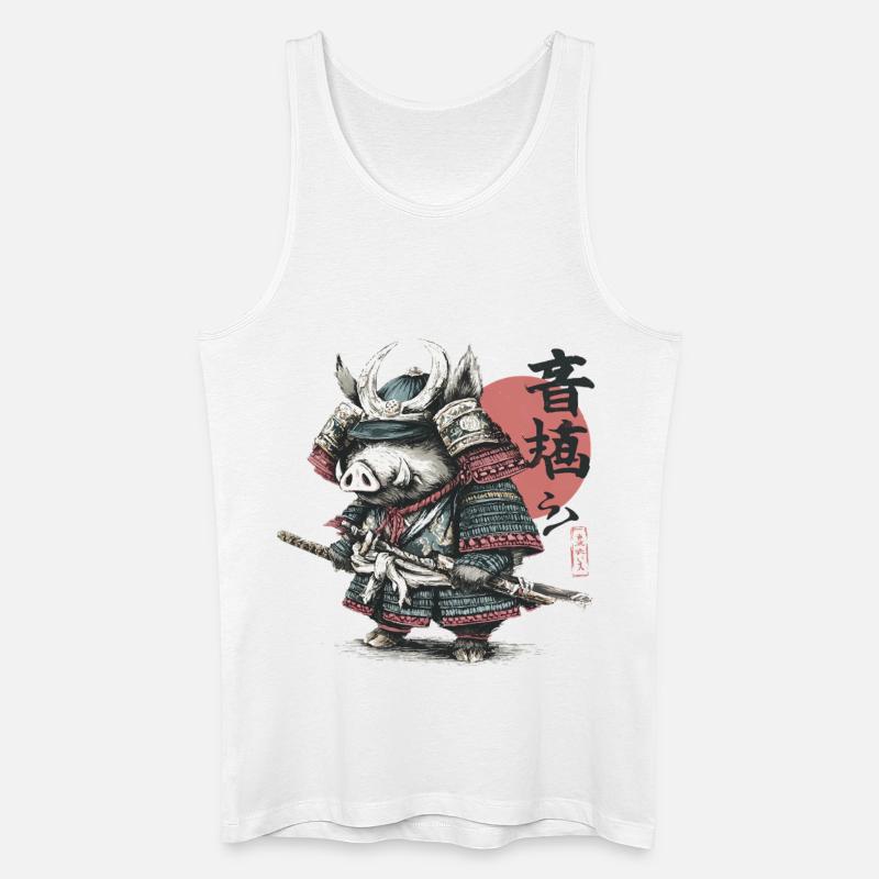 Wildschwein-Samurai in Rüstungskatana - Männer Bio Tank Top - Weiß