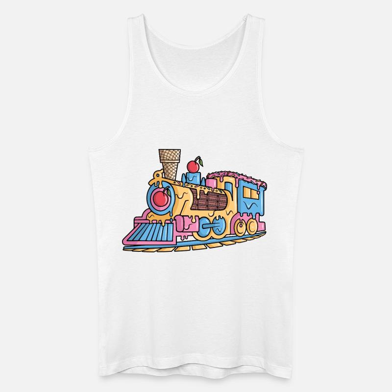 Dampflok Eiscreme Modelleisenbahn Eisenbahn - Débardeur bio Homme - blanc